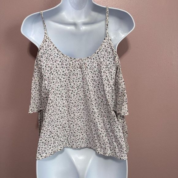 Abercrombie & Fitch white floral cold shoulder top size small - Picture 4 of 8